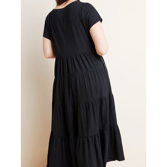 Maeve Anthropologie Gillian Tiered Maxi Dress Black 3X Casual Boho Romantic - Picture 4 of 15